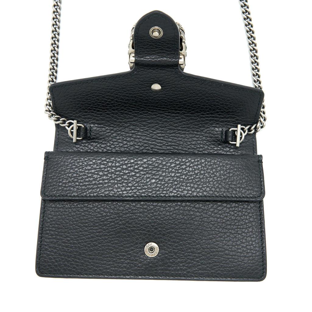 GUCCI SUPER MINI DIONYSUS CALFSKIN BLACK RUTHENIUM SHW