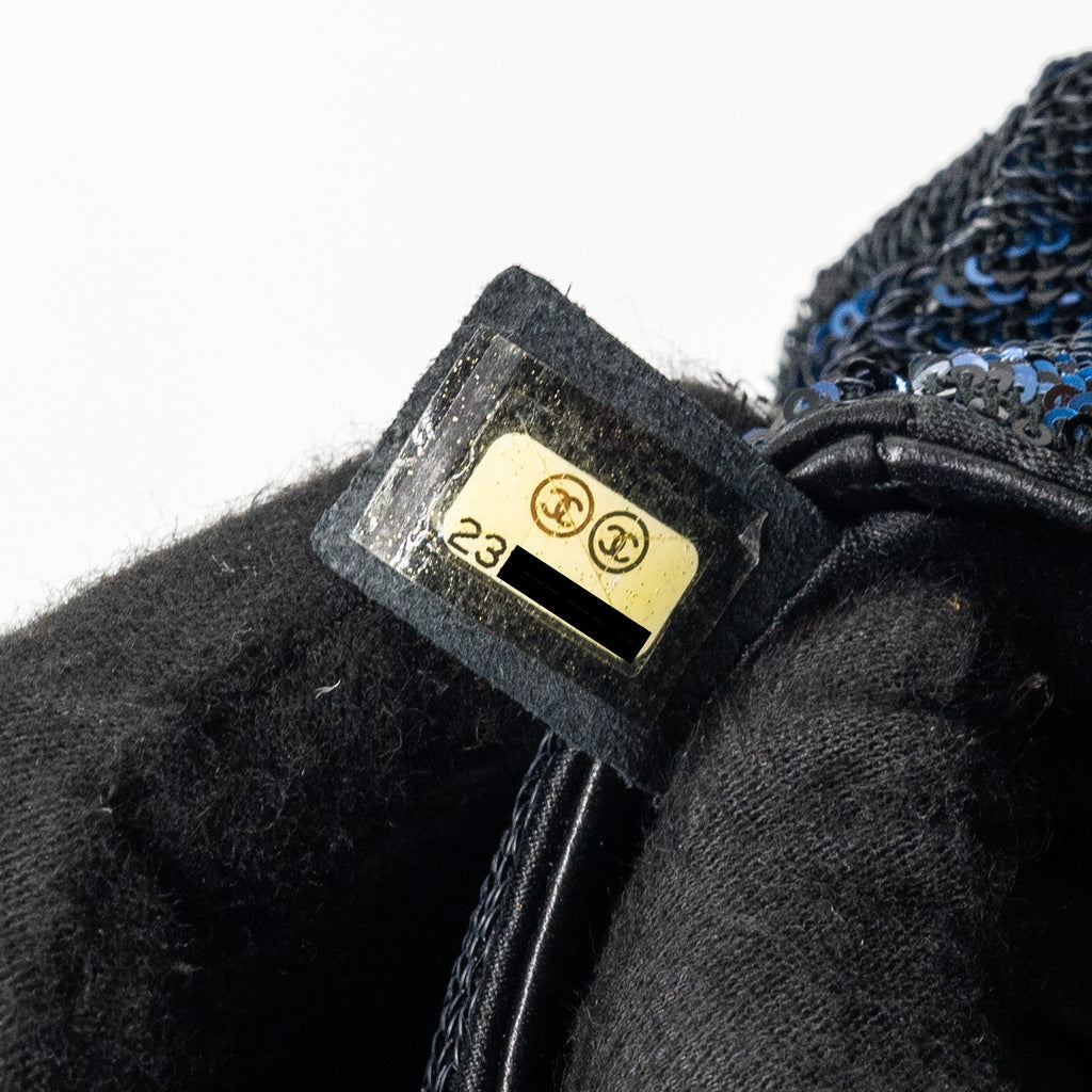 CHANEL SUPER MINI FLAP BAG SEQUIN DARK BLUE / BLACK SHW