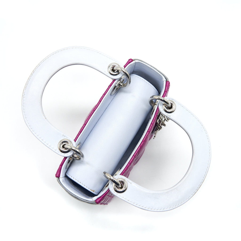 CHRISTIAN DIOR MINI LADY DIOR LAMBSKIN PINK/PURPLE/GREY