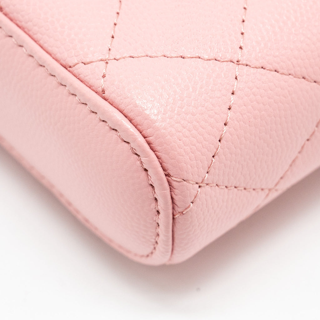 CHANEL VANITY PHONE HOLDER WITH CHAIN CAVIAR PINK LGHW