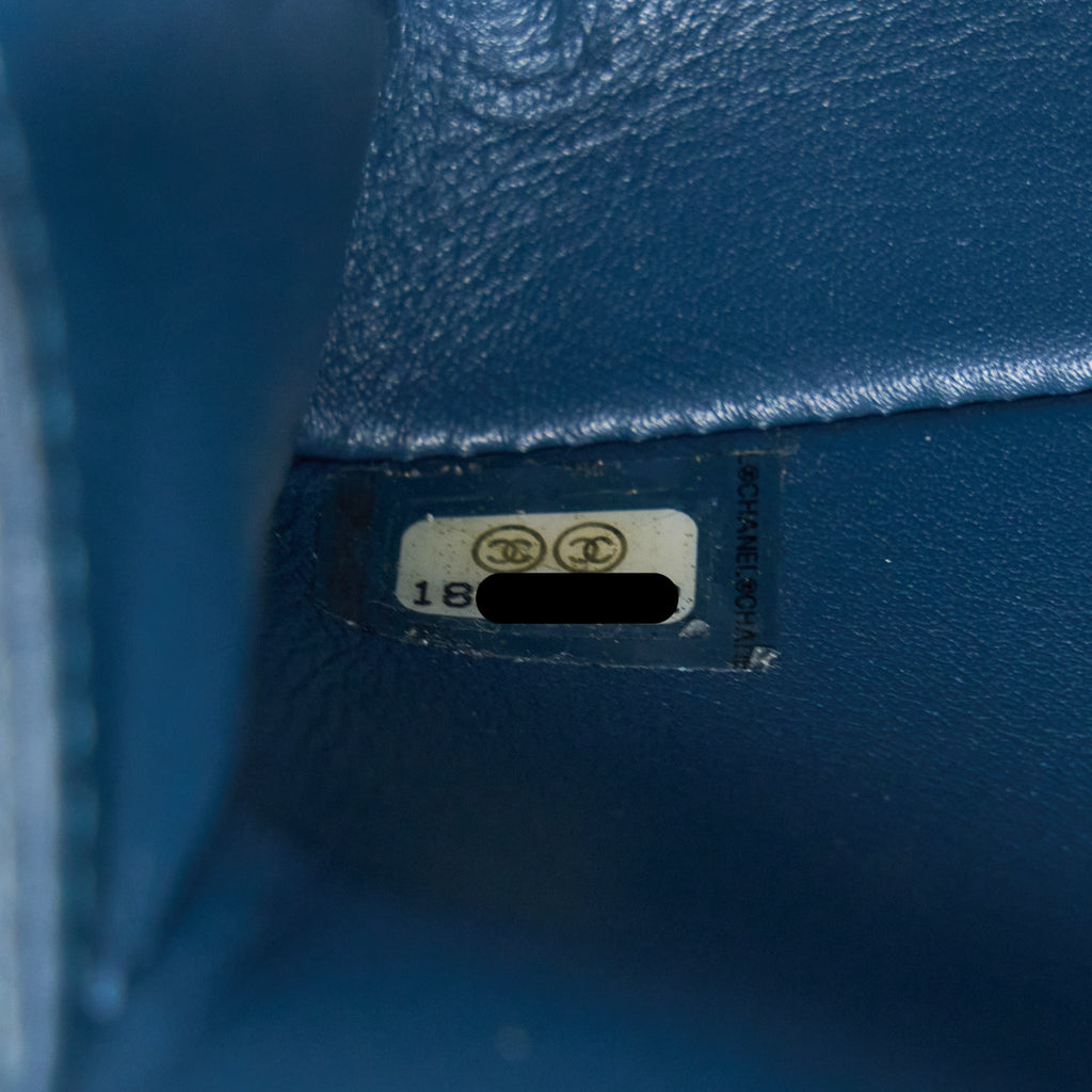 CHANEL SMALL BOY BAG LIZARD DARK BLUE LGHW