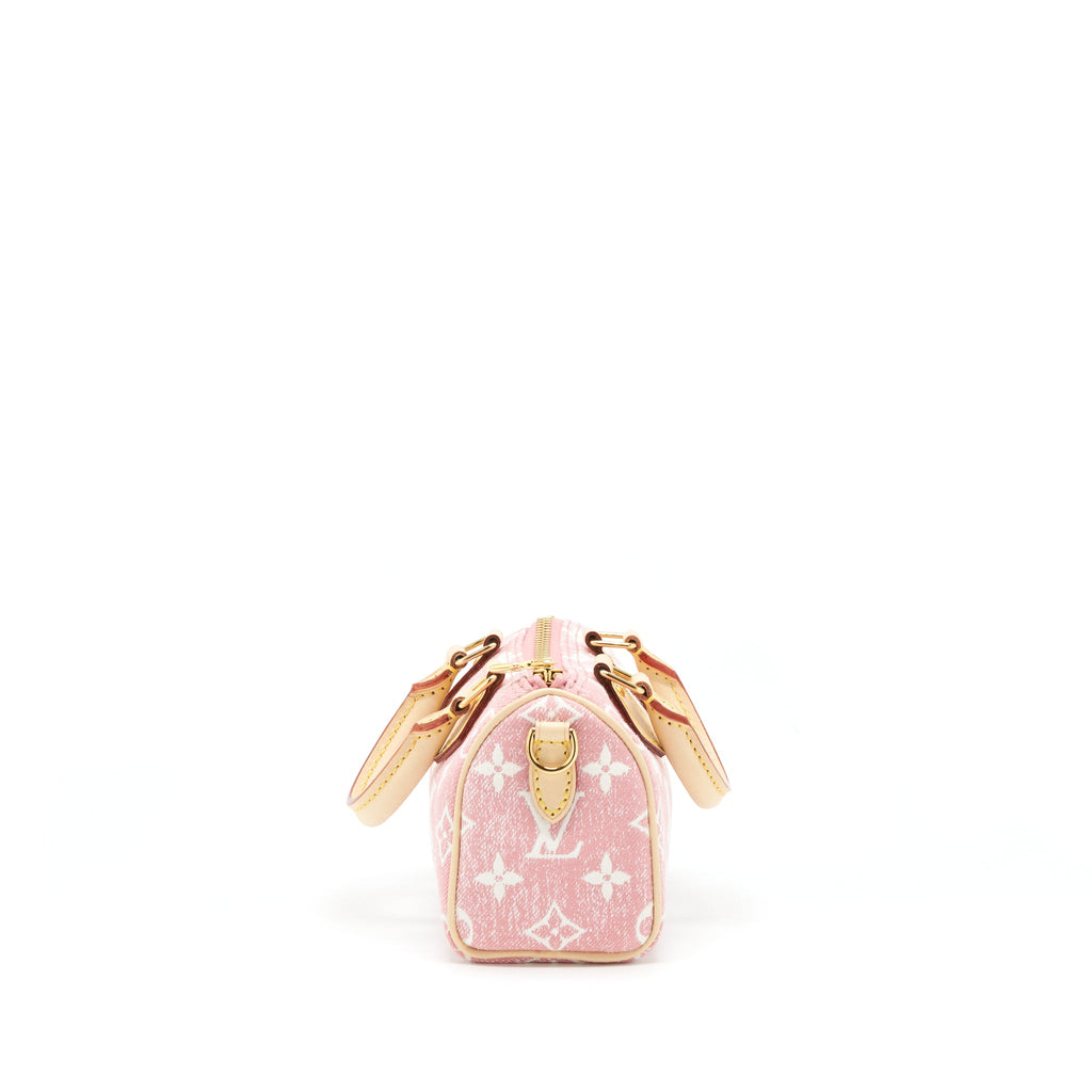 LOUIS VUITTON NANO SPEEDY MONOGRAM JACQUARD DENIM PINK