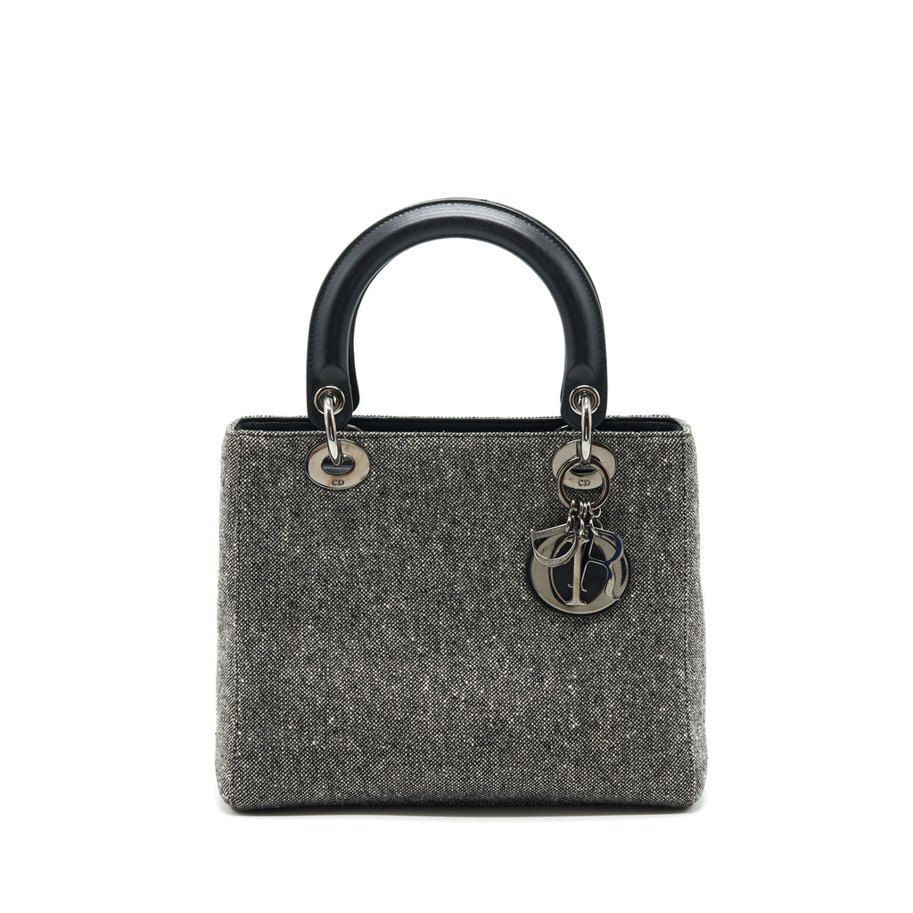 DIOR LADY DIOR MEDIUM FABRIC DARK GREY SHW