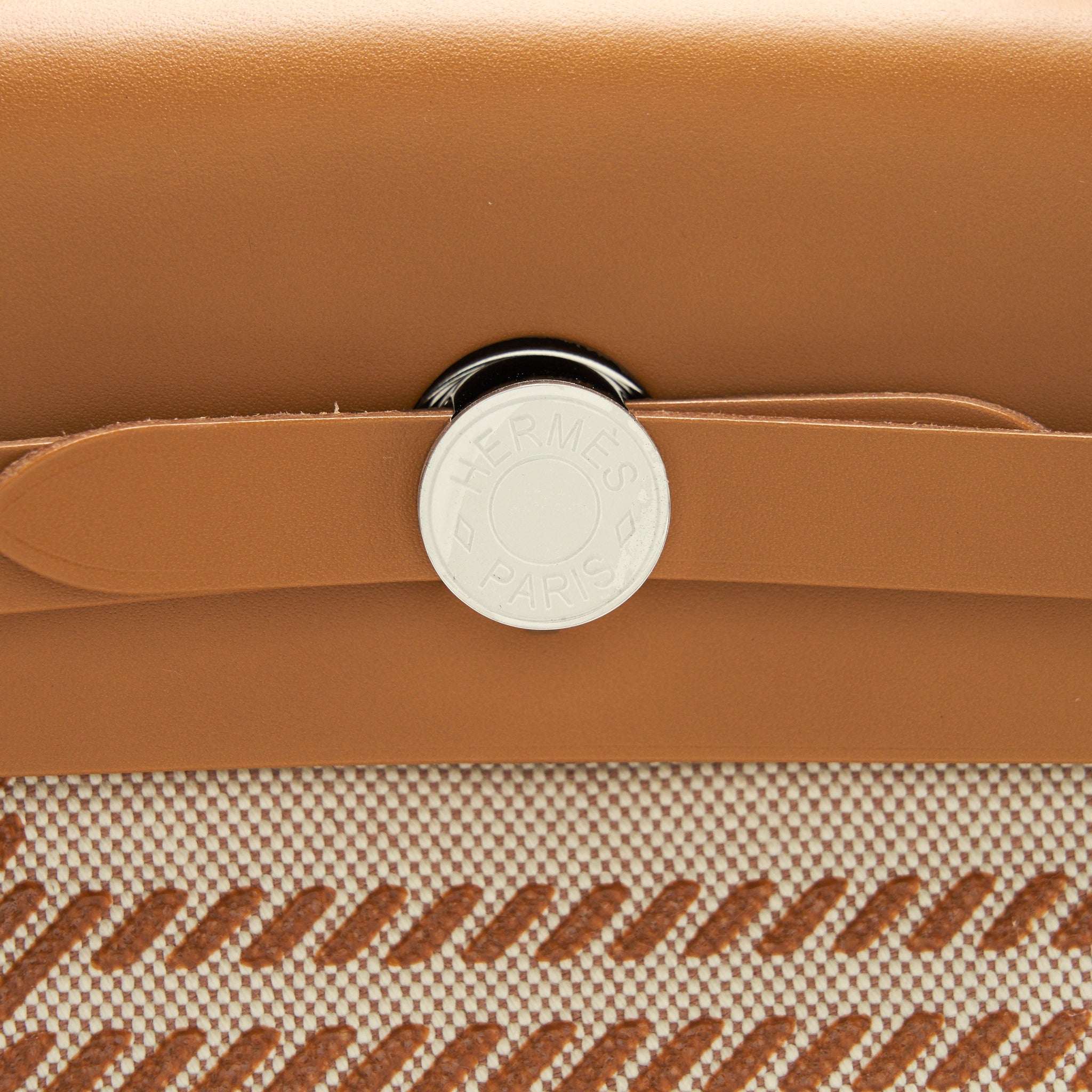 HERMES HERBAG ZIP 31 TOILE H EN RELIEF BRIDES SABLE/ ECRU BEIGE/ NAT SABLE