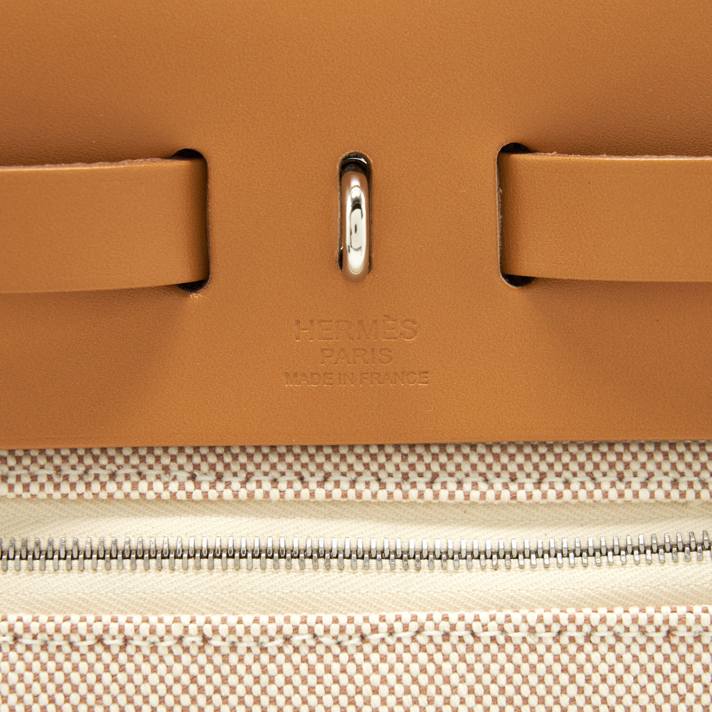 HERMES HERBAG ZIP 31 TOILE H EN RELIEF BRIDES SABLE/ ECRU BEIGE/ NAT SABLE