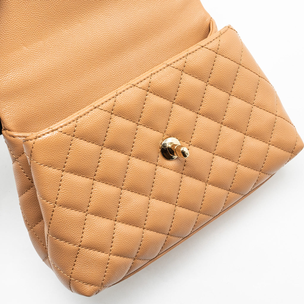CHANEL 21P SMALL COCO HANDLE CAVIAR CARAMEL LGHW