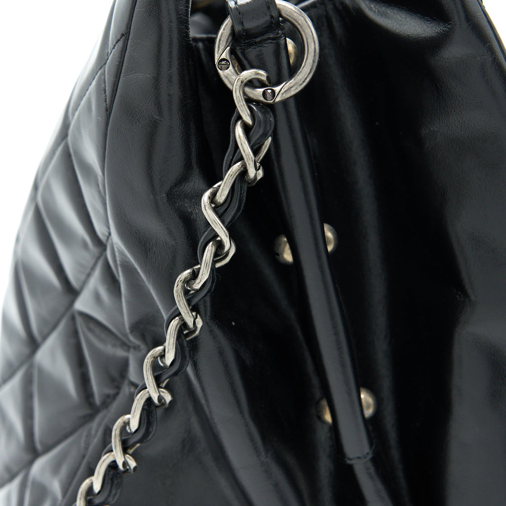 CHANEL LARGE TOTE BAG CALFSKIN BLACK RUTHENIUM HARDWARE