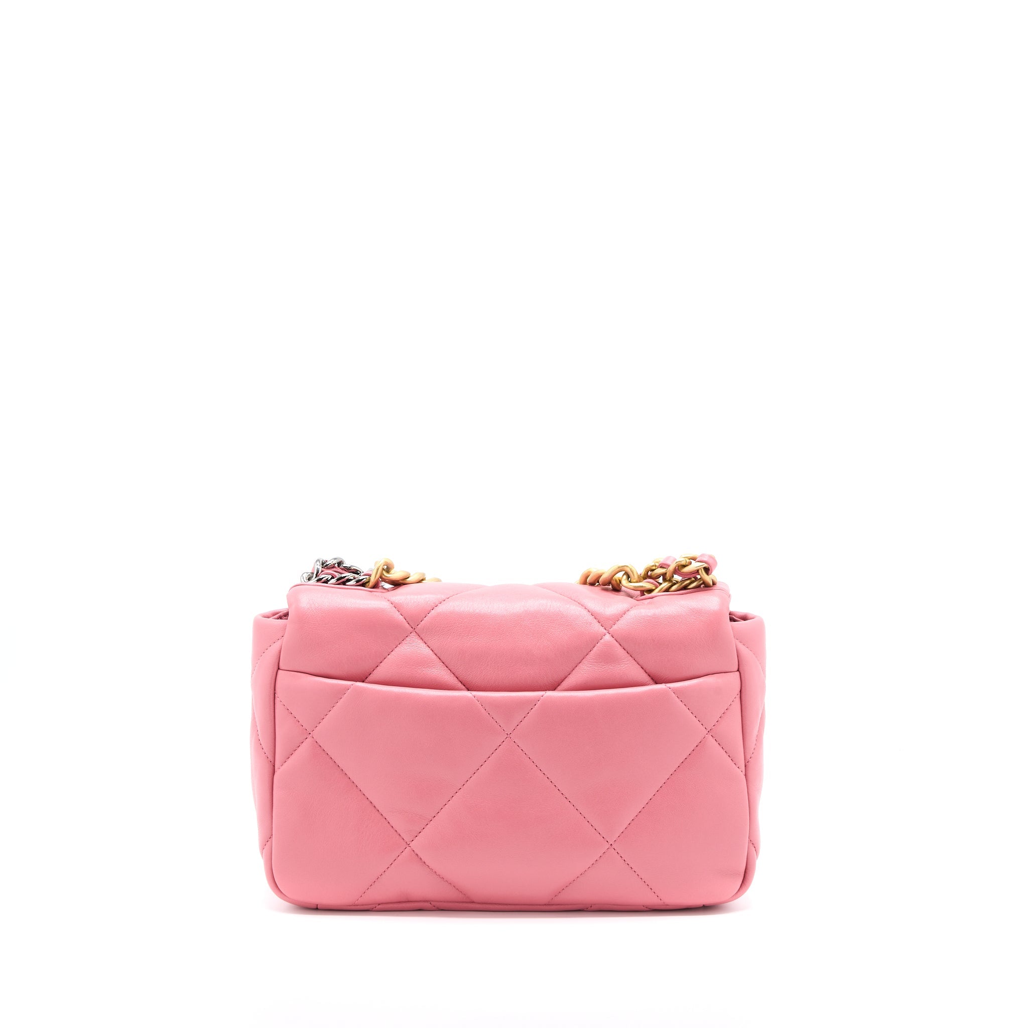 CHANEL SMALL 19 BAG LAMBSKIN PINK MULTICOLOUR HARDWARE (MICROCHIP)