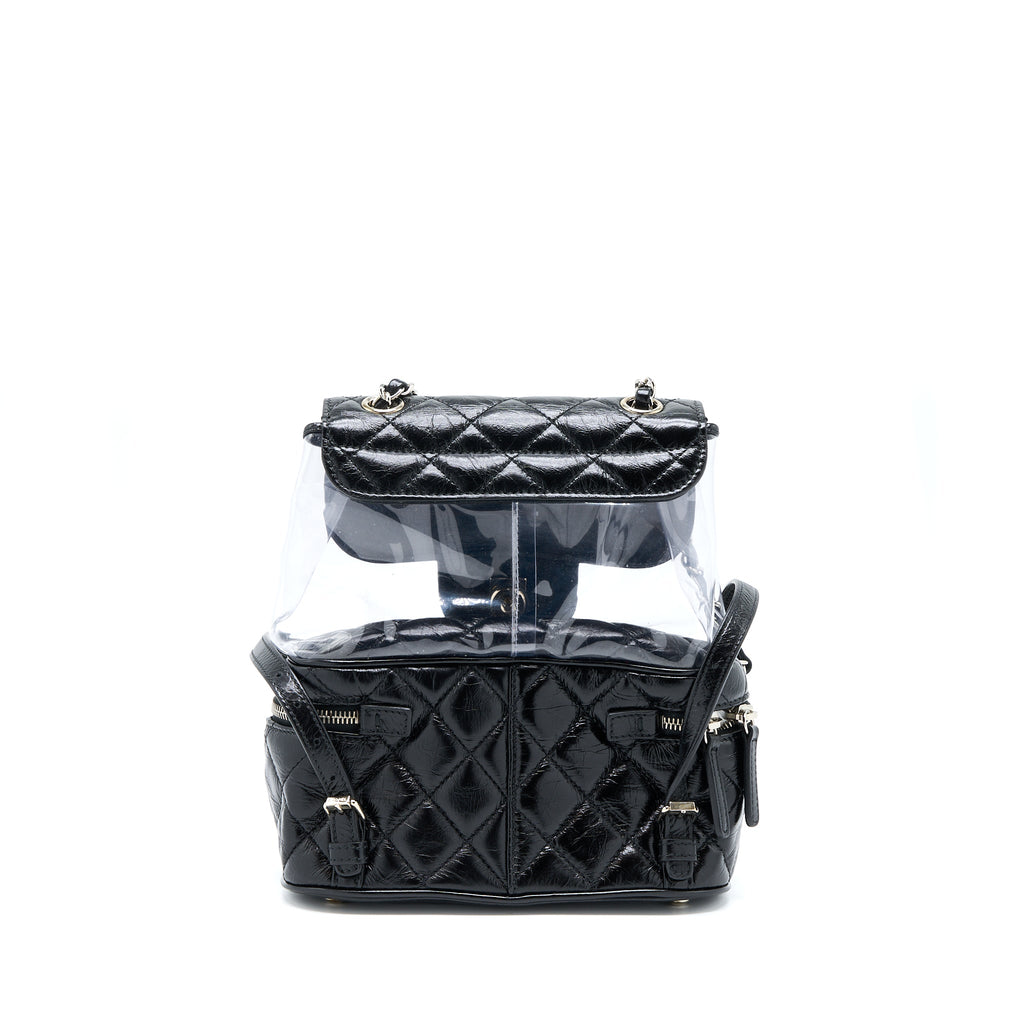 CHANEL PVC AQUARIUM BACKPACK BLACK PVC/AGED CALFSKIN SHW