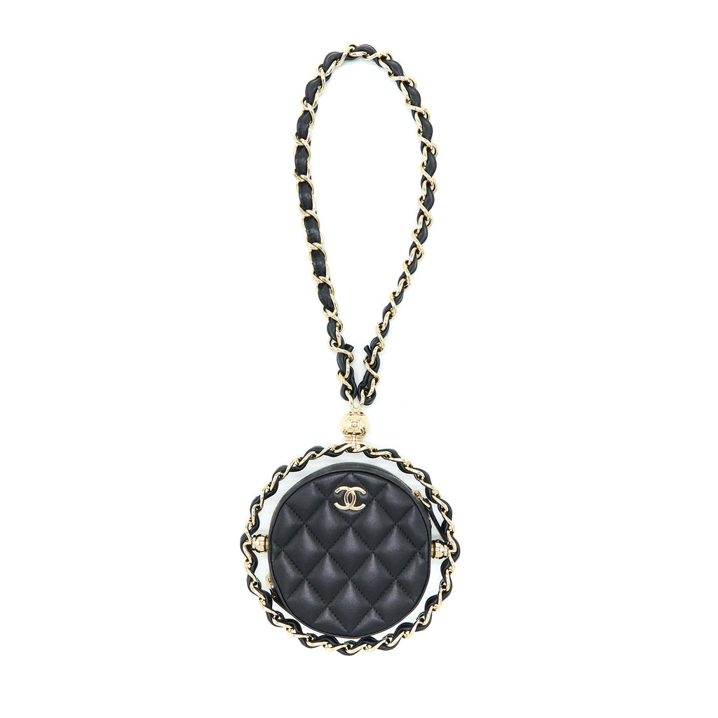 CHANEL EVENING CLUTCH WITH CHAIN LAMBSKIN BLACK LGHW