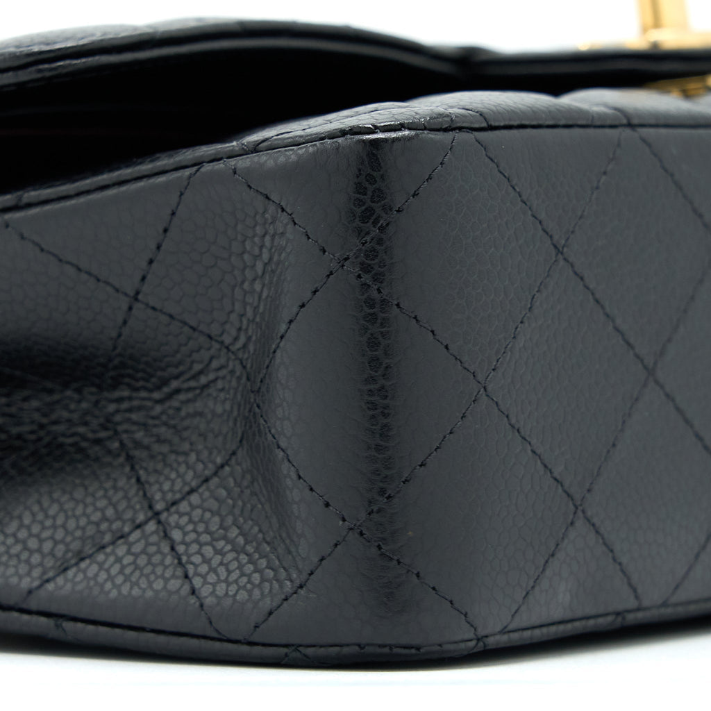 CHANEL MEDIUM CLASSIC DOUBLE FLAP BAG CAVIAR BLACK GHW (MICROCHIP)