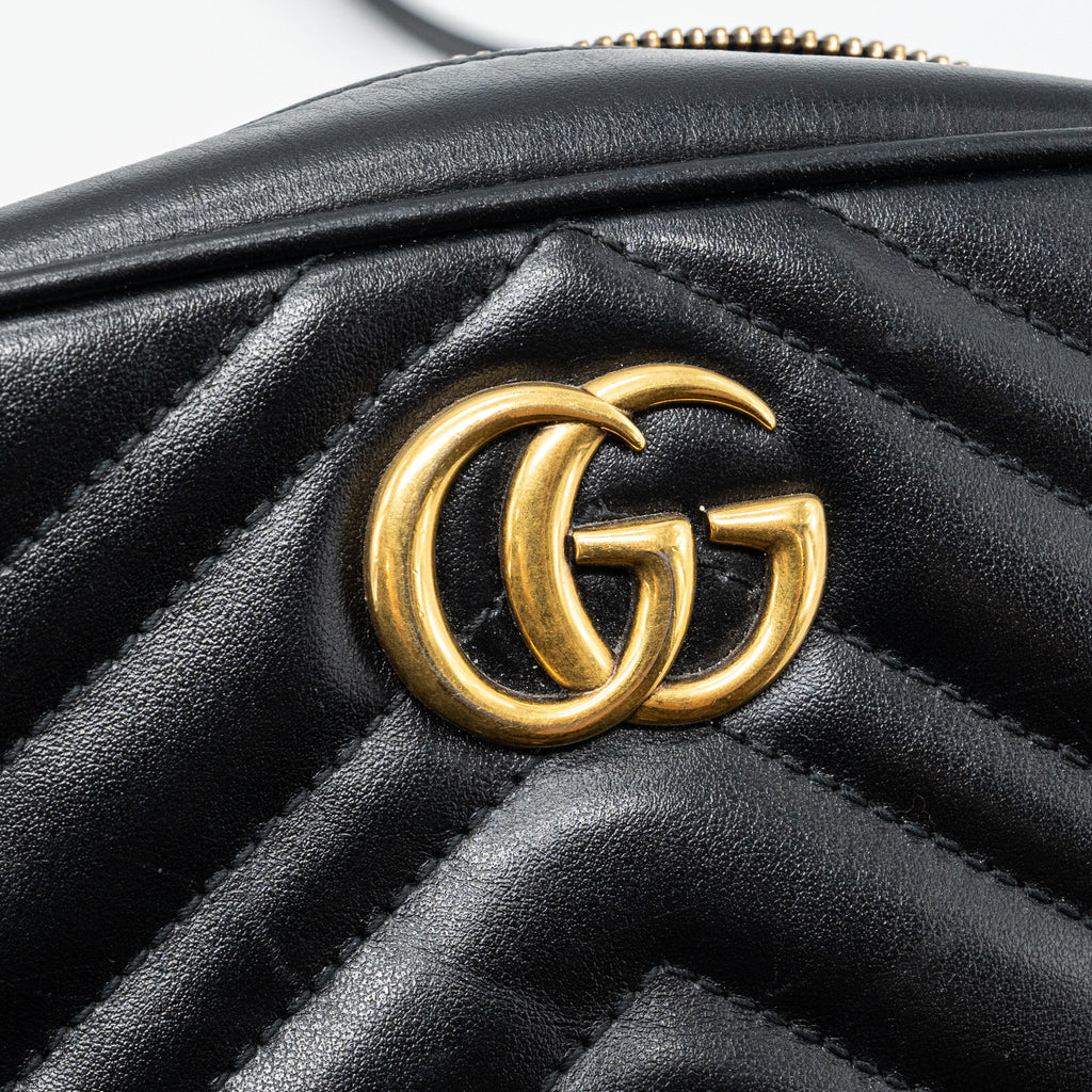 GUCCI GG MARMONT CAMERA BAG LEATHER BLACK GHW
