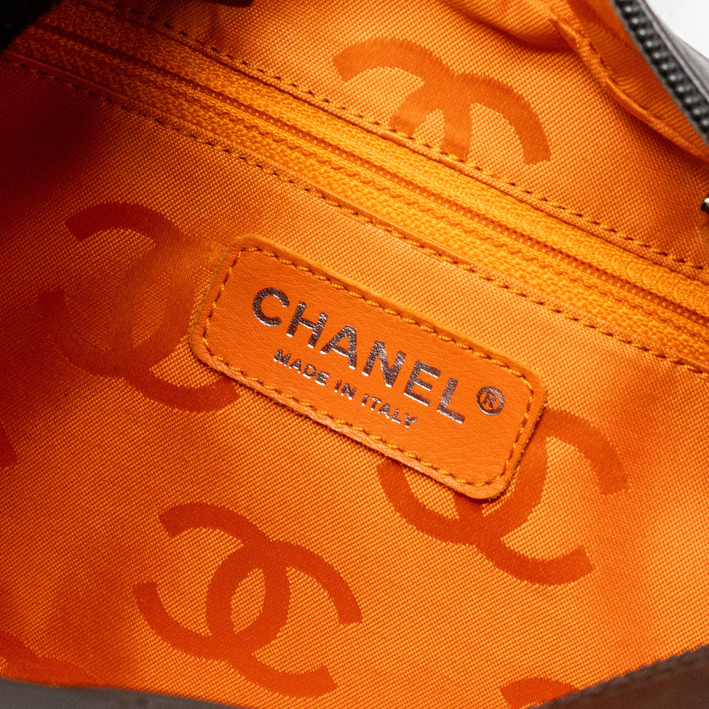 CHANEL VINTAGE CAMBO REPORTER BAG CALFSKIN DARK BROWN SHW