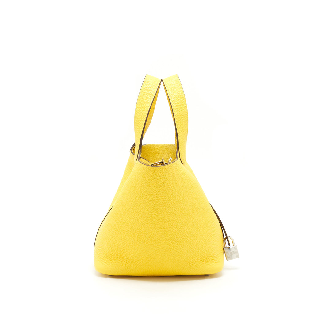HERMES PICOTIN 18 LOCK BAG CLEMENCE JAUNE DE NAPLES SHW