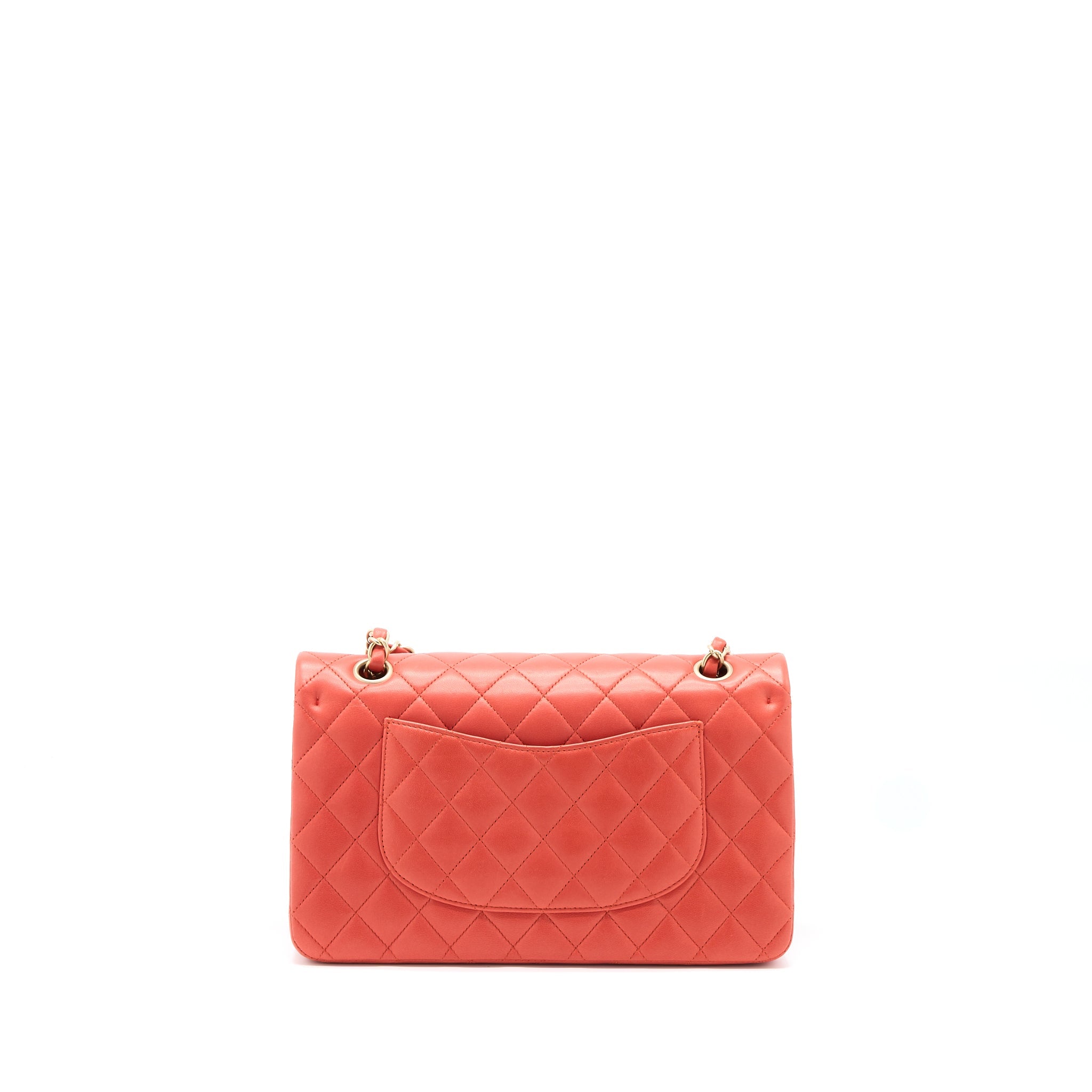 CHANEL MEDIUM CLASSIC DOUBLE FLAP BAG LAMBSKIN CORAL BRUSHED GHW