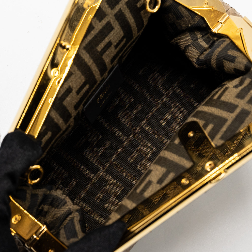 FENDI FIRST SMALL BAG PYTHON BEIGE GHW