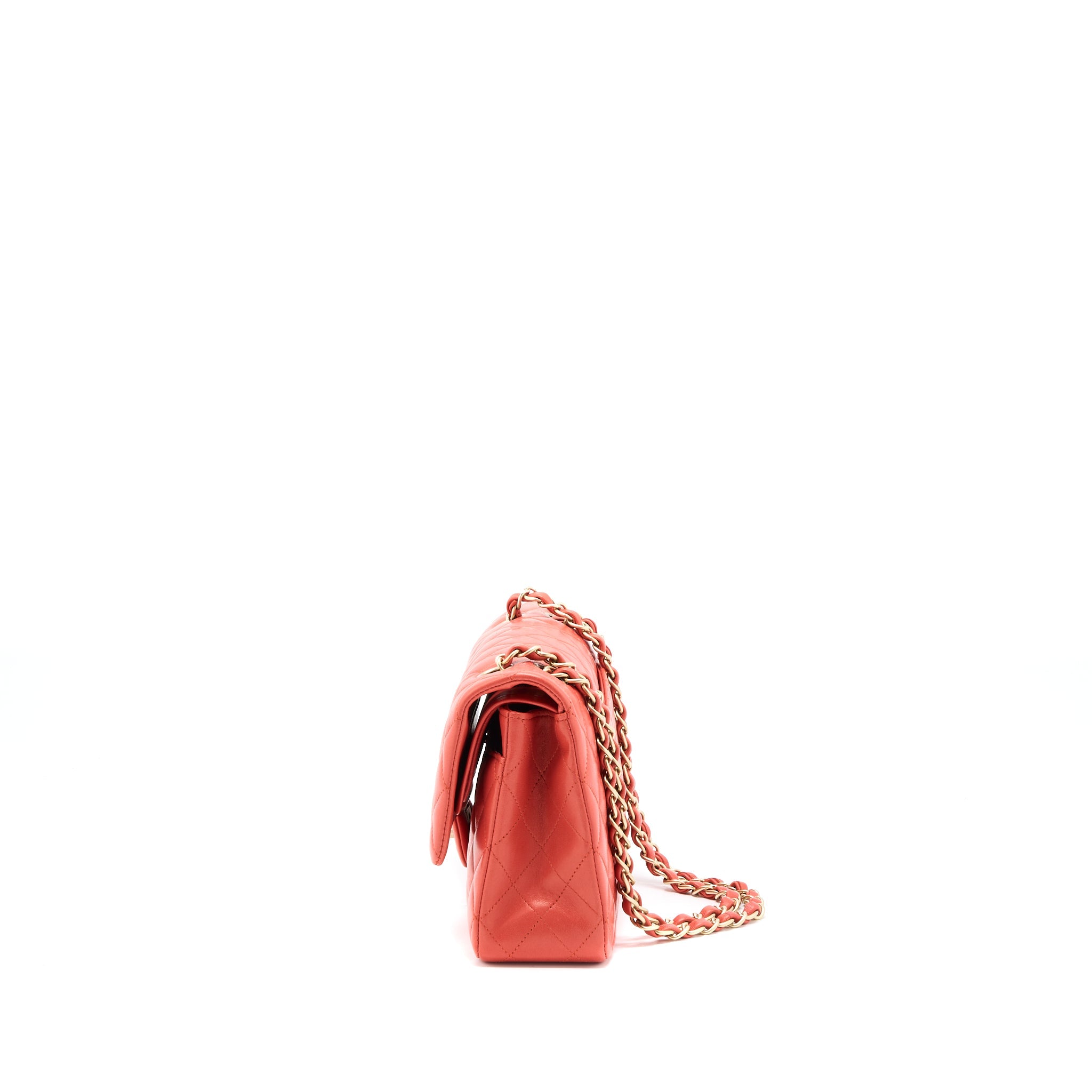 CHANEL MEDIUM CLASSIC DOUBLE FLAP BAG LAMBSKIN CORAL BRUSHED GHW