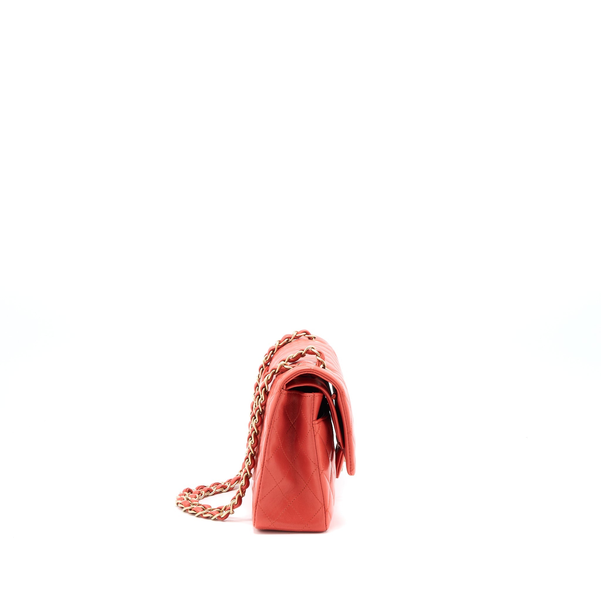 CHANEL MEDIUM CLASSIC DOUBLE FLAP BAG LAMBSKIN CORAL BRUSHED GHW