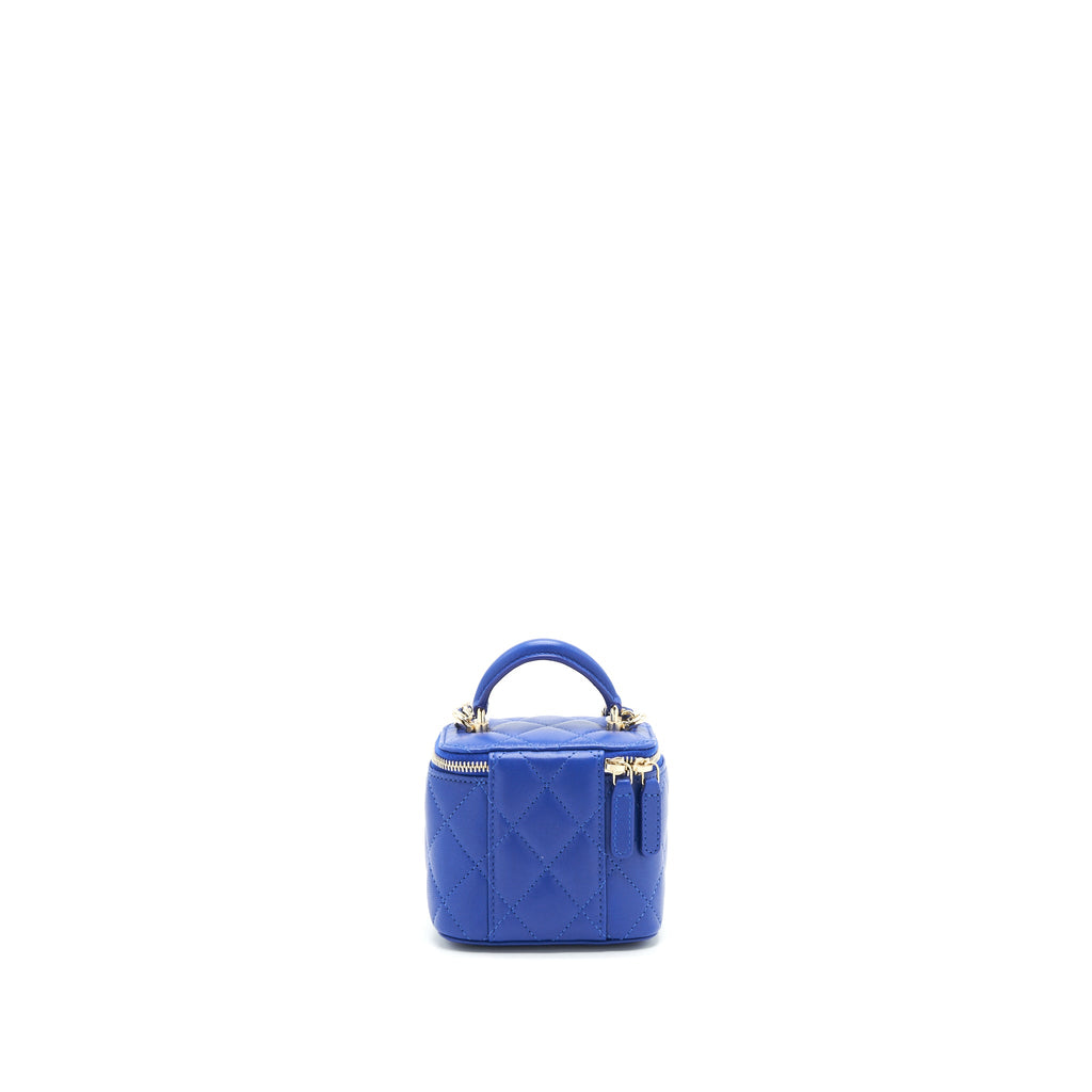 CHANEL 21K MINI TOP HANDLE VANITY WITH CHAIN BLUE LGHW