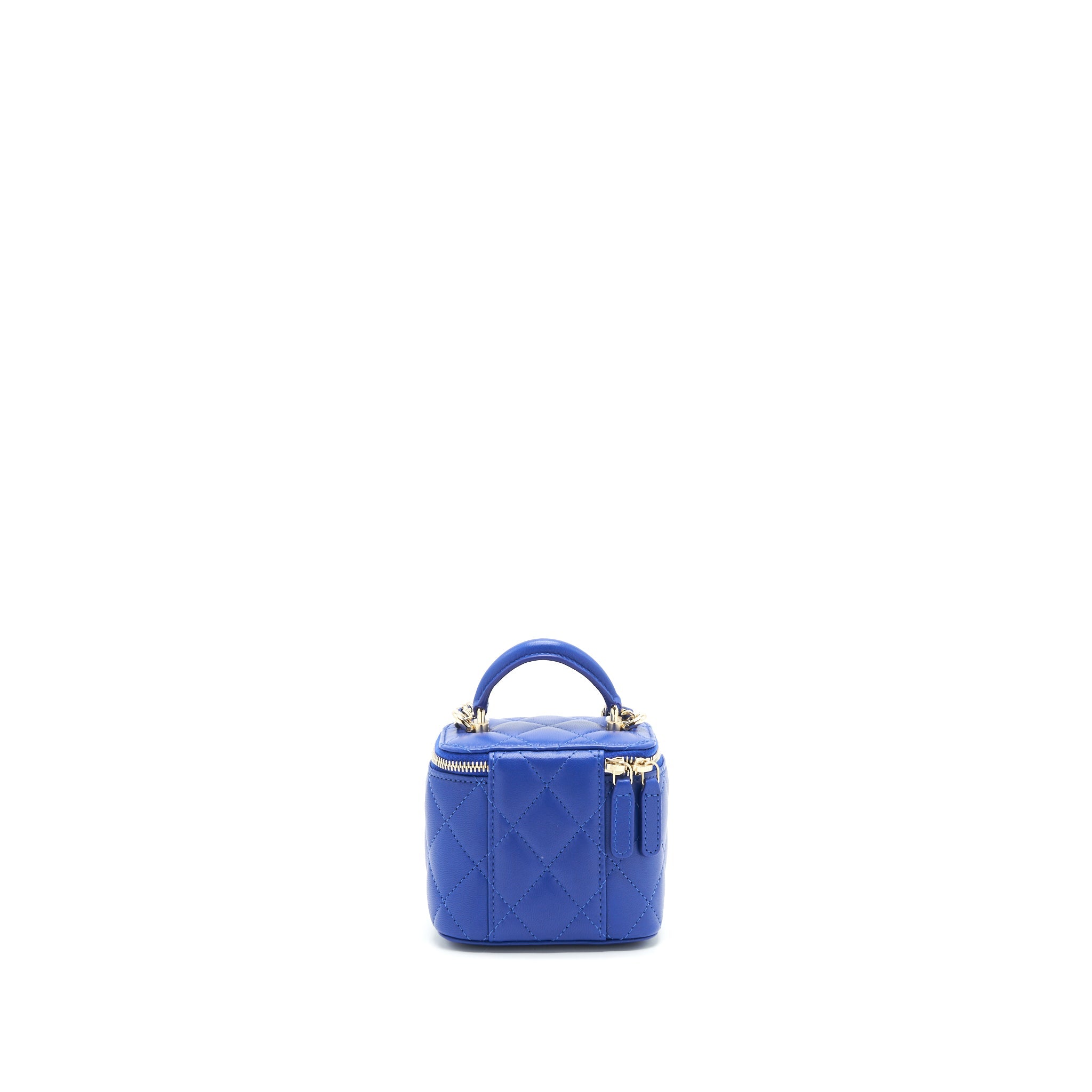 CHANEL 21K MINI TOP HANDLE VANITY WITH CHAIN BLUE LGHW