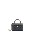 CHANEL 21K TOP HANDLE RECTANGULAR VANITY WITH CHAIN BLACK LGHW