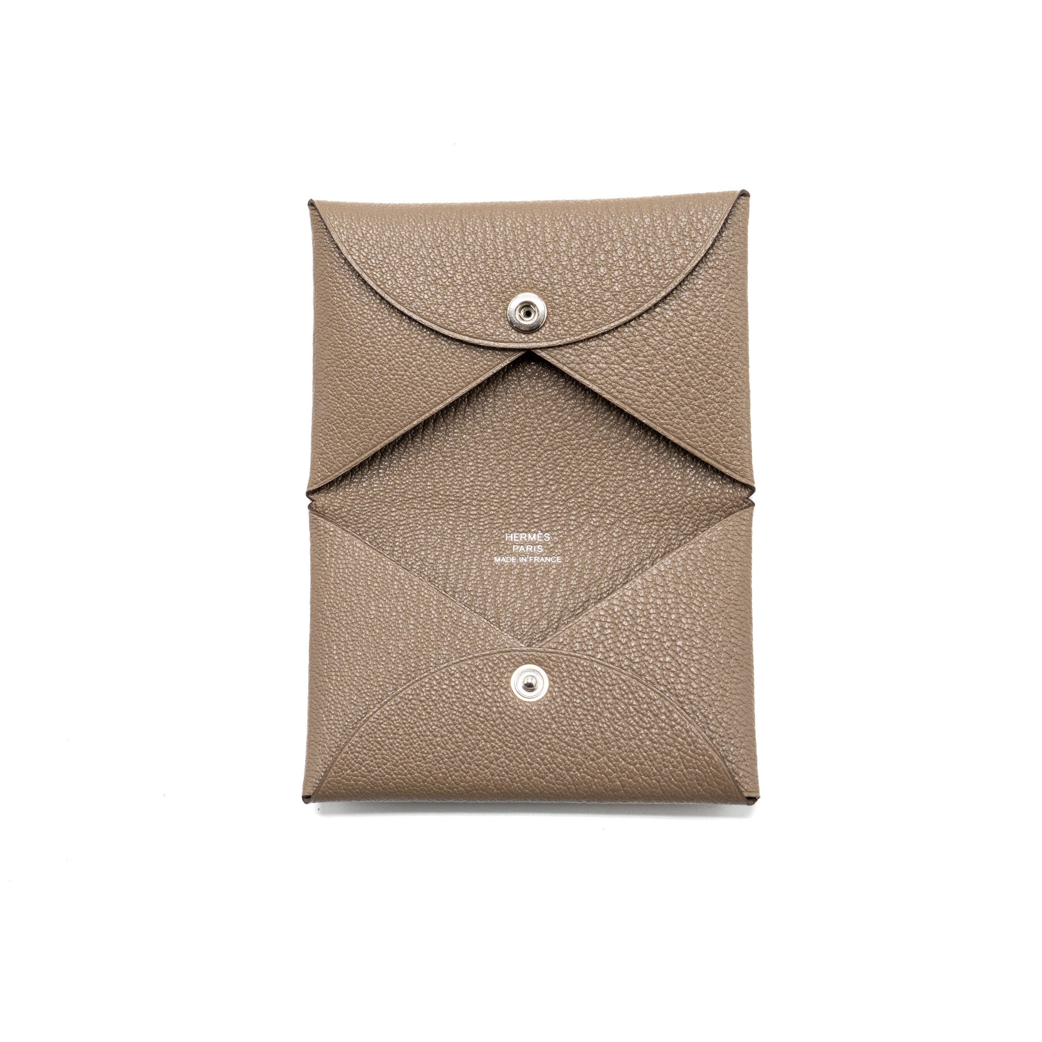 HERMES CALVI CARD HOLDER CHÈVRE MYSORE ETOUPE SHW