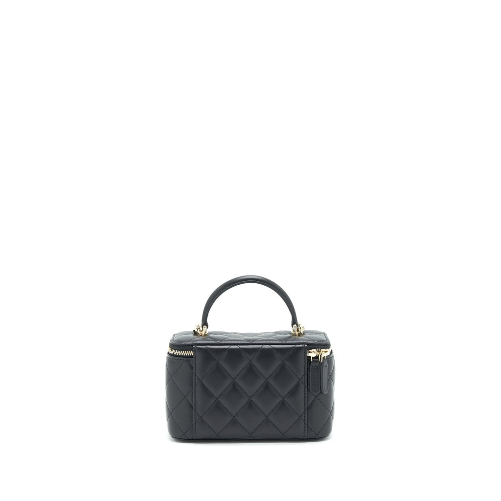 CHANEL 21K TOP HANDLE RECTANGULAR VANITY WITH CHAIN BLACK LGHW