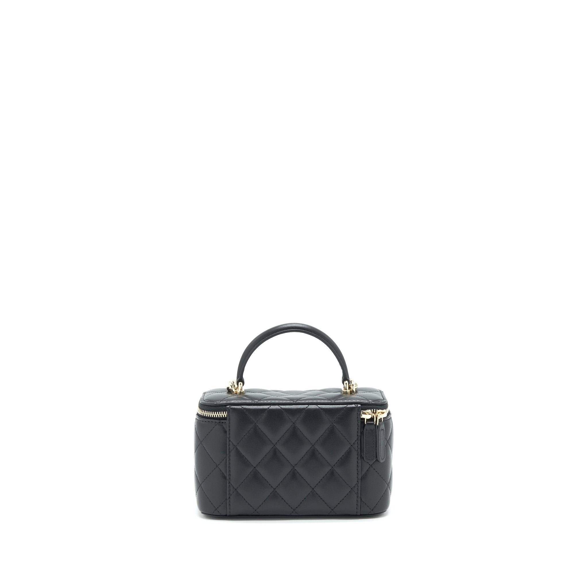 CHANEL 21K TOP HANDLE RECTANGULAR VANITY WITH CHAIN BLACK LGHW