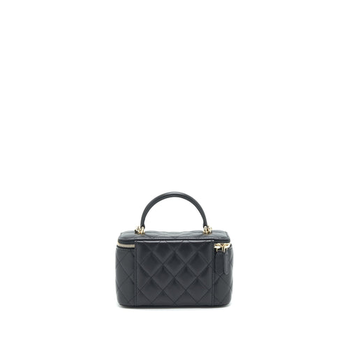 CHANEL 21K TOP HANDLE RECTANGULAR VANITY WITH CHAIN BLACK LGHW