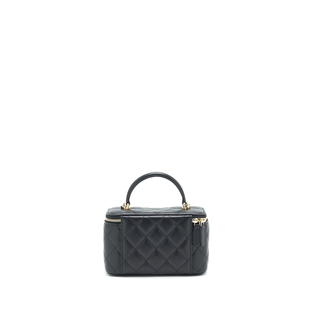 CHANEL 21K TOP HANDLE RECTANGULAR VANITY WITH CHAIN BLACK LGHW