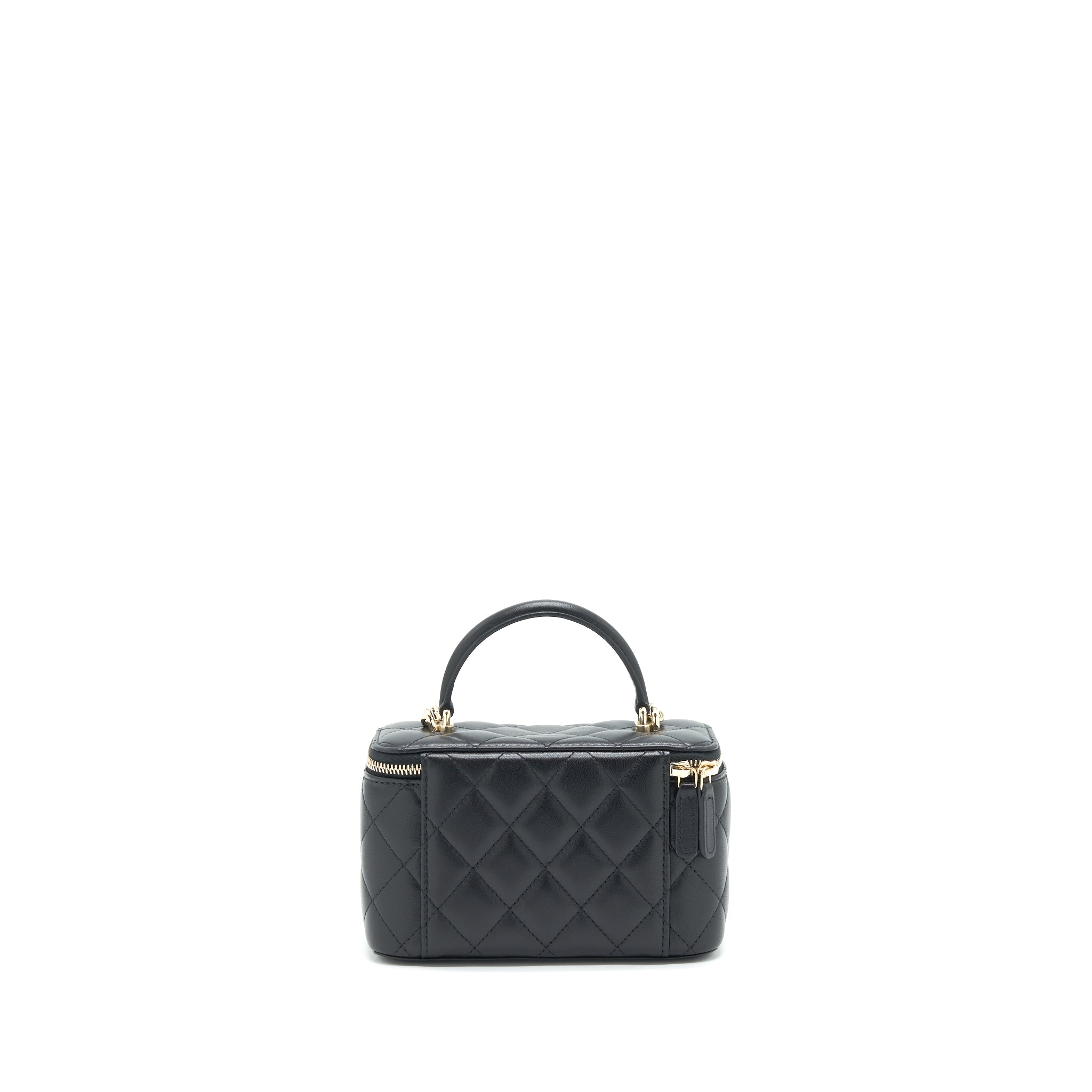 CHANEL 21K TOP HANDLE RECTANGULAR VANITY WITH CHAIN BLACK LGHW