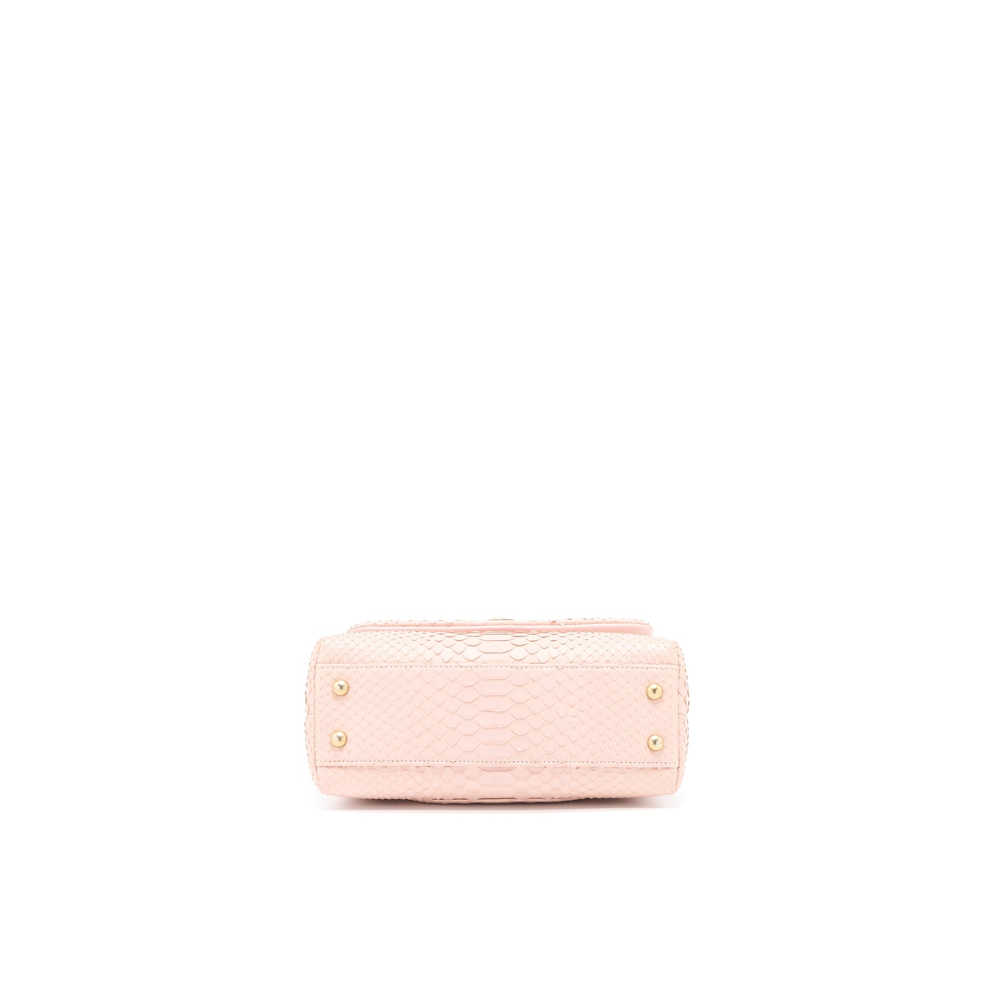 CHANEL SMALL COCO HANDLE PYTHON LEATHER LIGHT PINK BRUSHED GHW