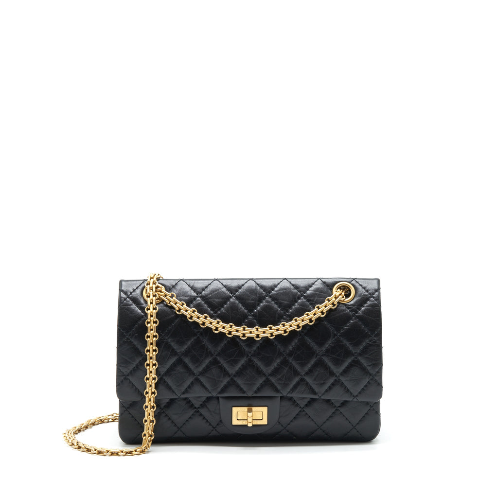 CHANEL REISSUE 2.55 225 CALFSKIN BLACK GHW