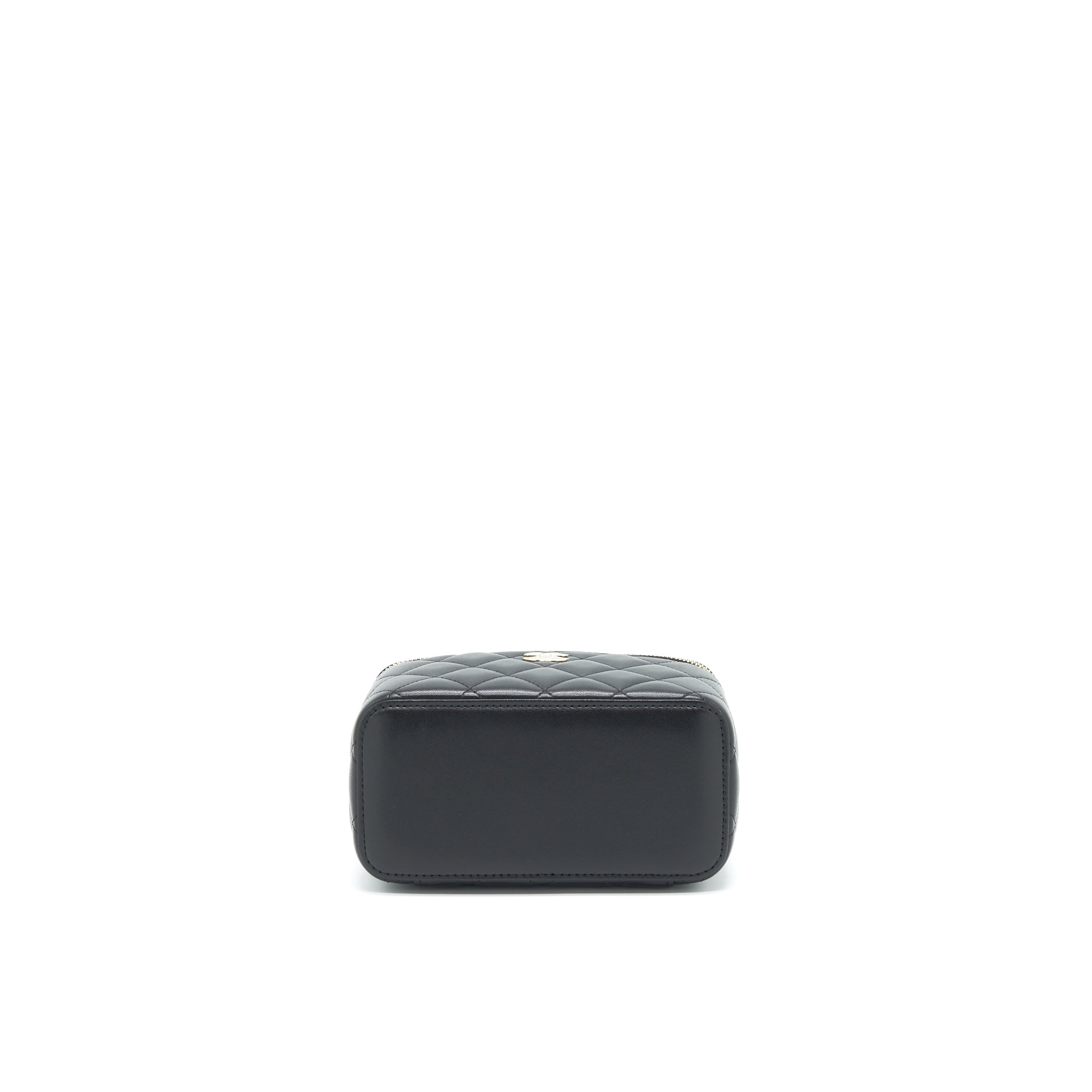 CHANEL 21K TOP HANDLE RECTANGULAR VANITY WITH CHAIN BLACK LGHW