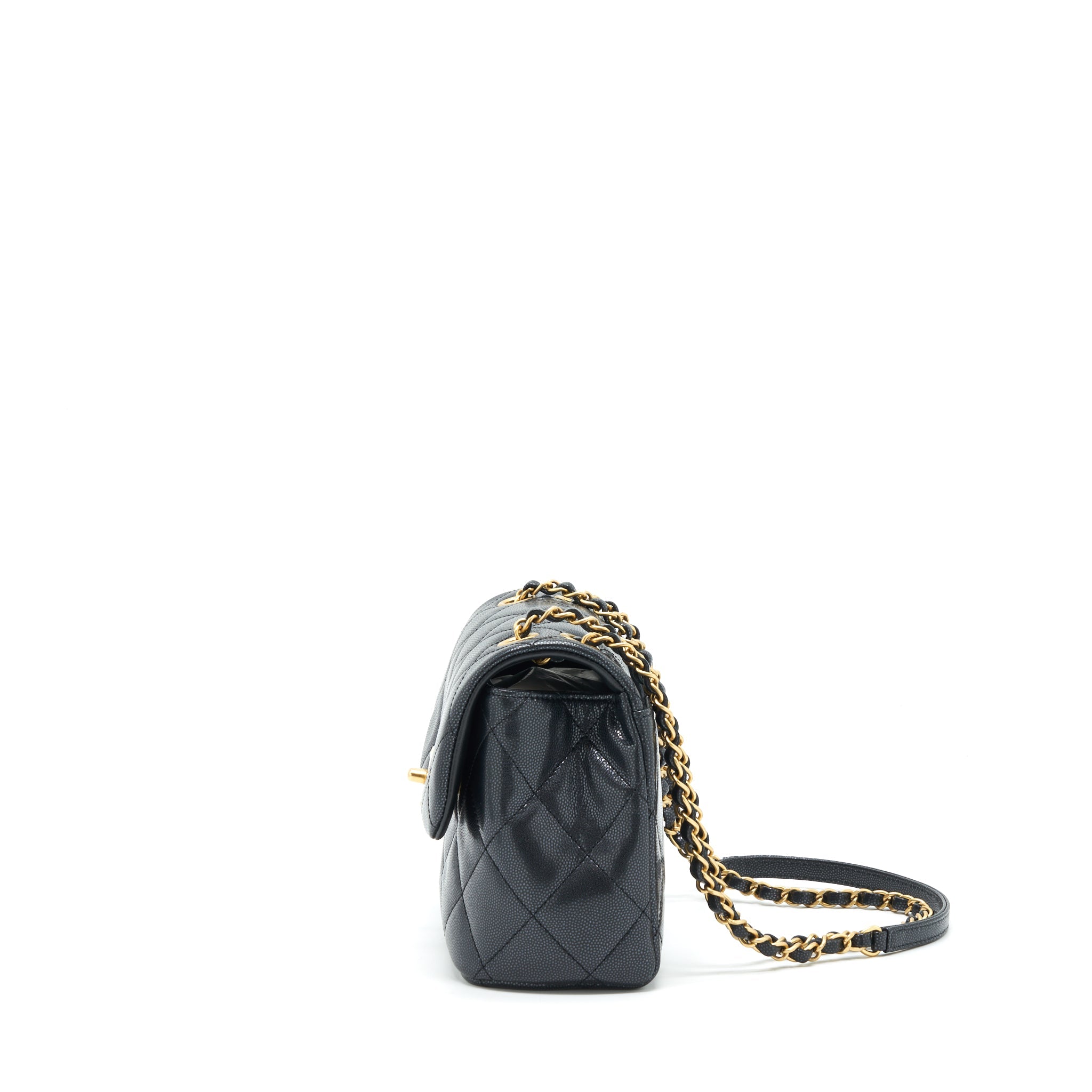 CHANEL 22P NEW SQUARE FLAP BAG CAVIAR BLACK GHW