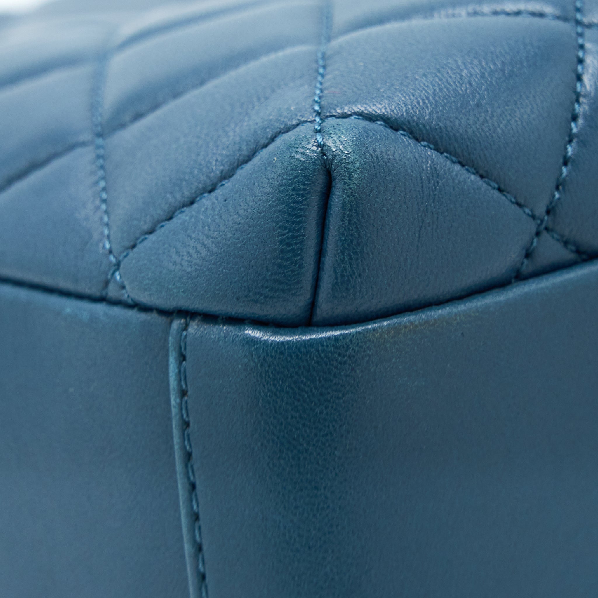 CHANEL QUILTED LARGE TRENDY CC BOWLING BAG LAMBSKIN BLUE LGHW
