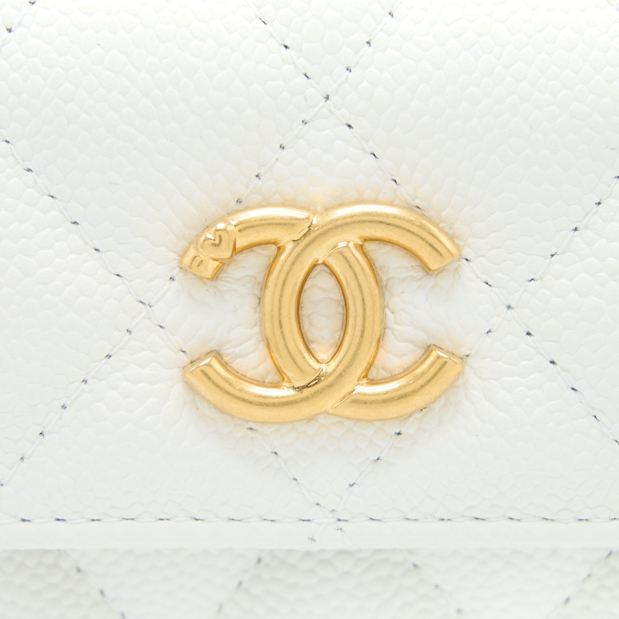 CHANEL 23C COCO LOVE MINI FLAP BAG WITH CHAIN CAVIAR WHITE BRUSHED GHW (MICROCHIP)