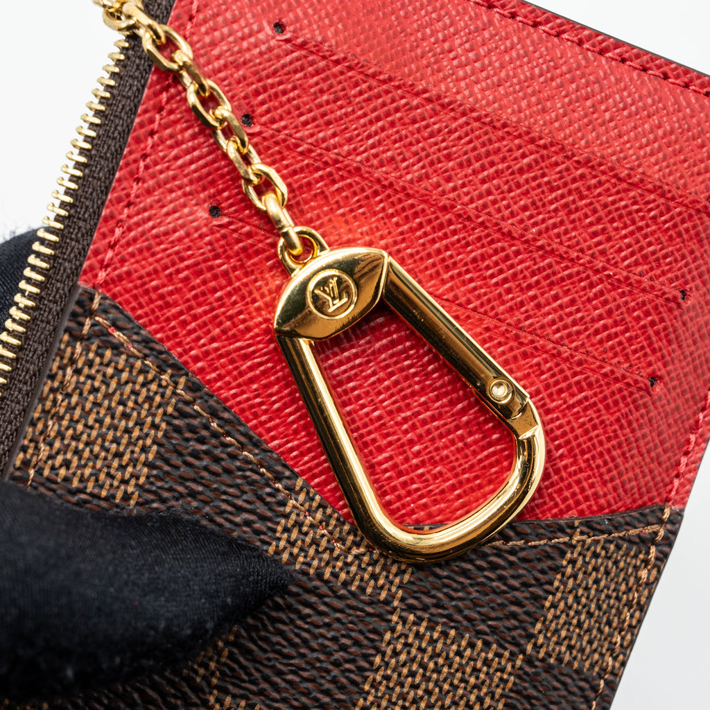 LOUIS VUITTON CARD HOLDER RECTO VERSO DAMIER EBENE/ RED GHW (NEW VERSION)