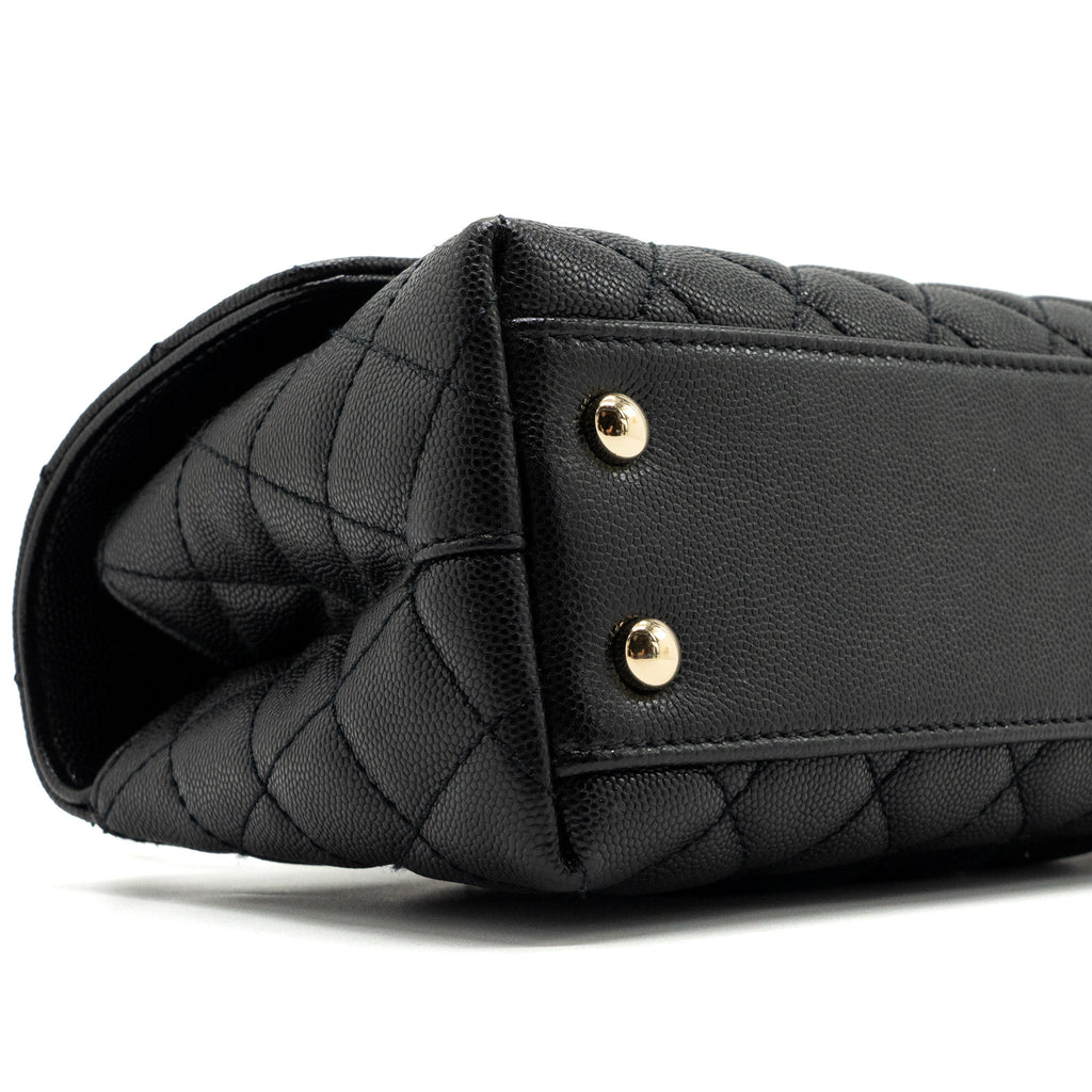 CHANEL SMALL COCO HANDLE CAVIAR BLACK LGHW  (MICROCHIP)