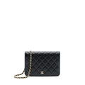 CHANEL 22P 2 IN 1 WALLET ON CHAIN CAVIAR BLACK LGHW