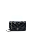 CHANEL MEDIUM CLASSIC DOUBLE FLAP BAG CHEVRON CAVIAR BLACK SHW