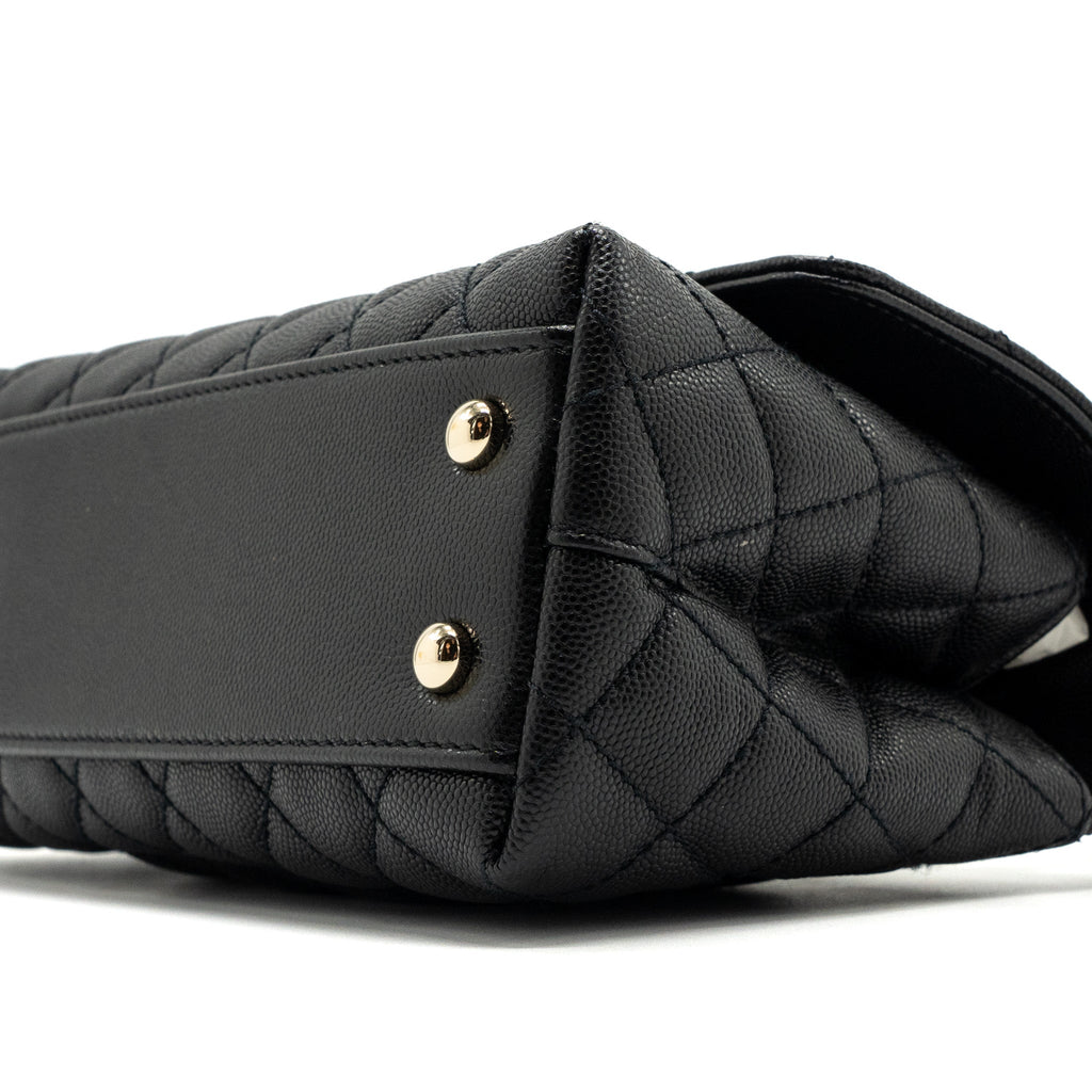 CHANEL SMALL COCO HANDLE CAVIAR BLACK LGHW  (MICROCHIP)