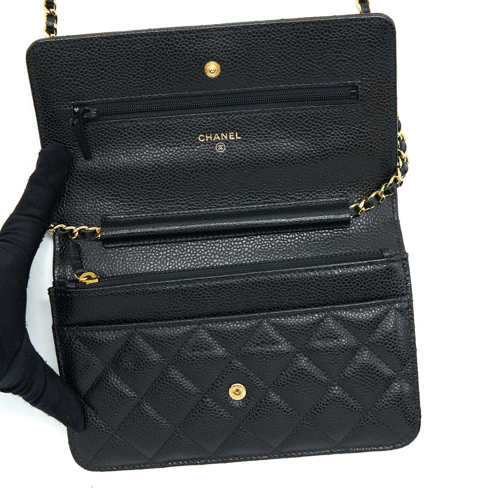 CHANEL CLASSIC WALLET ON CHAIN CAVIAR BLACK GHW