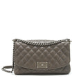 CHANEL FLAP BAG CAVIAR DARK GREY RUTHENIUM SLIVER HARDWARE