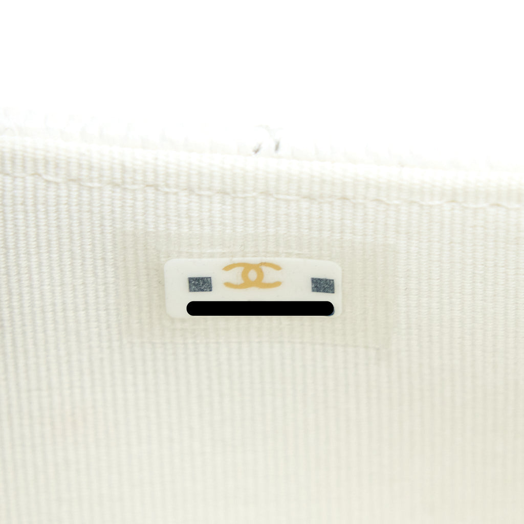 CHANEL 23C COCO LOVE MINI FLAP BAG WITH CHAIN CAVIAR WHITE BRUSHED GHW (MICROCHIP)