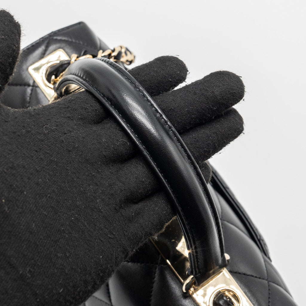 CHANEL TRENDY CC FLAP BAG WITH TOP HANDLE LAMBSKIN BLACK LGHW (MICROCHIP)