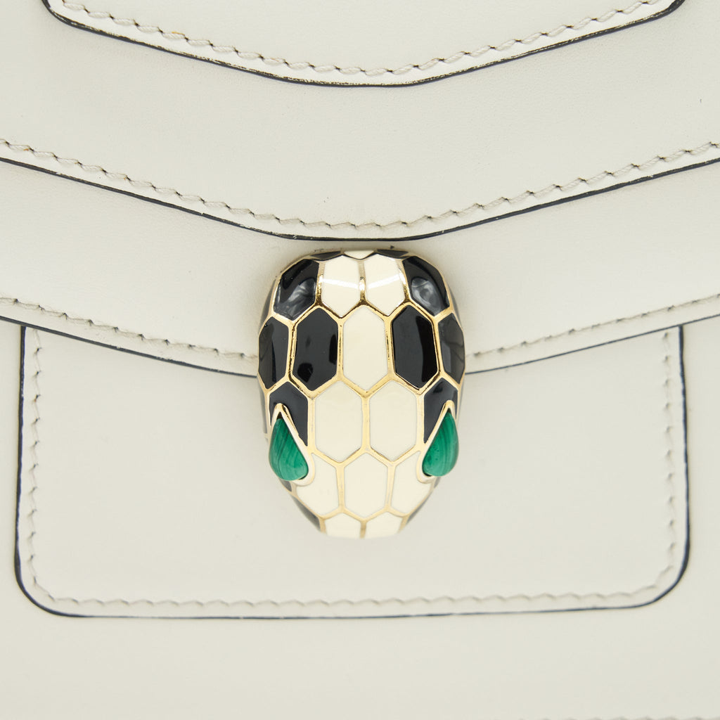 BVALGARI SERPENTI FOREVER CROSSBODY BAG CALFSKIN WHITE LGHW