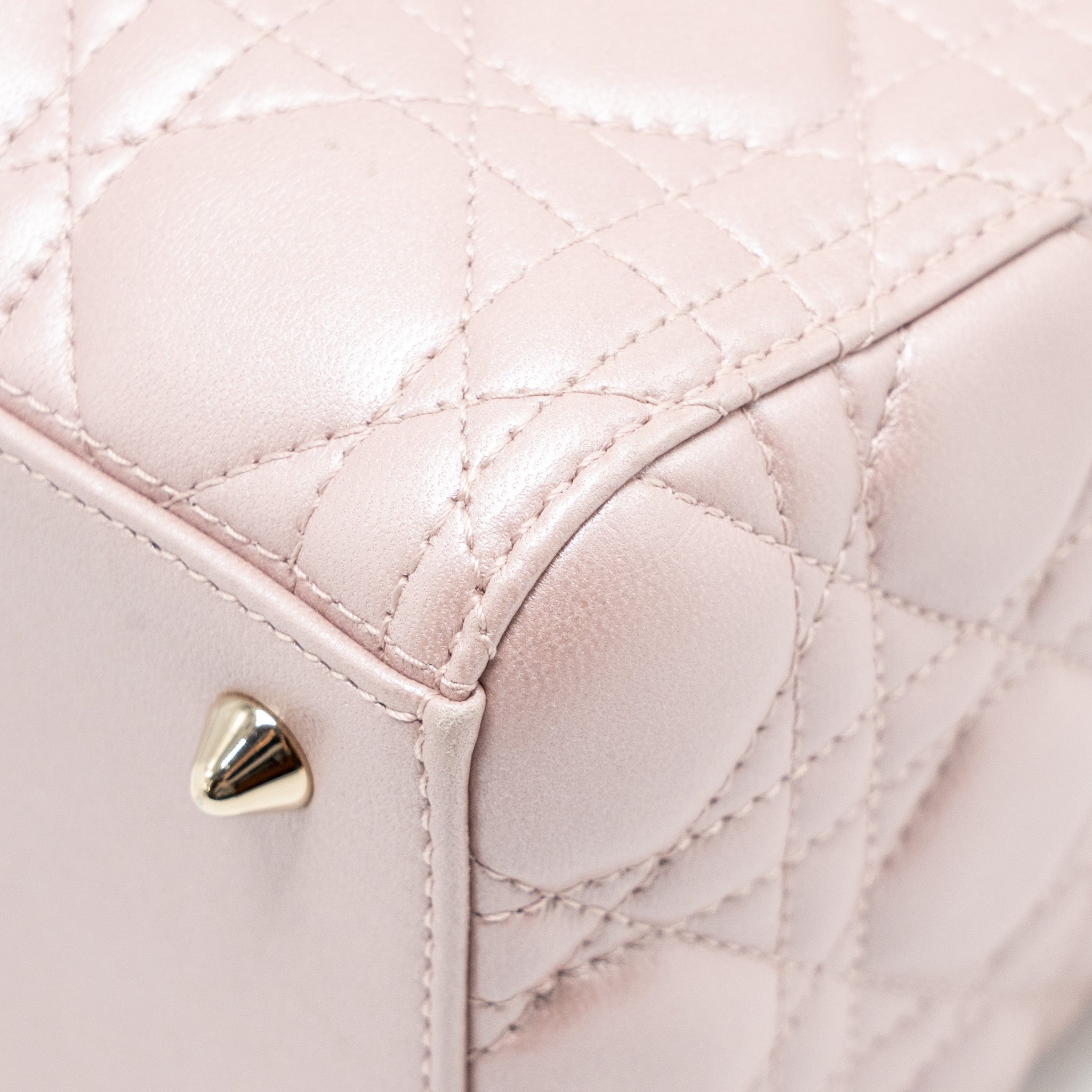 DIOR MEDIUM LADY DIOR LAMBSKIN IRIDESCENT PINK LGHW