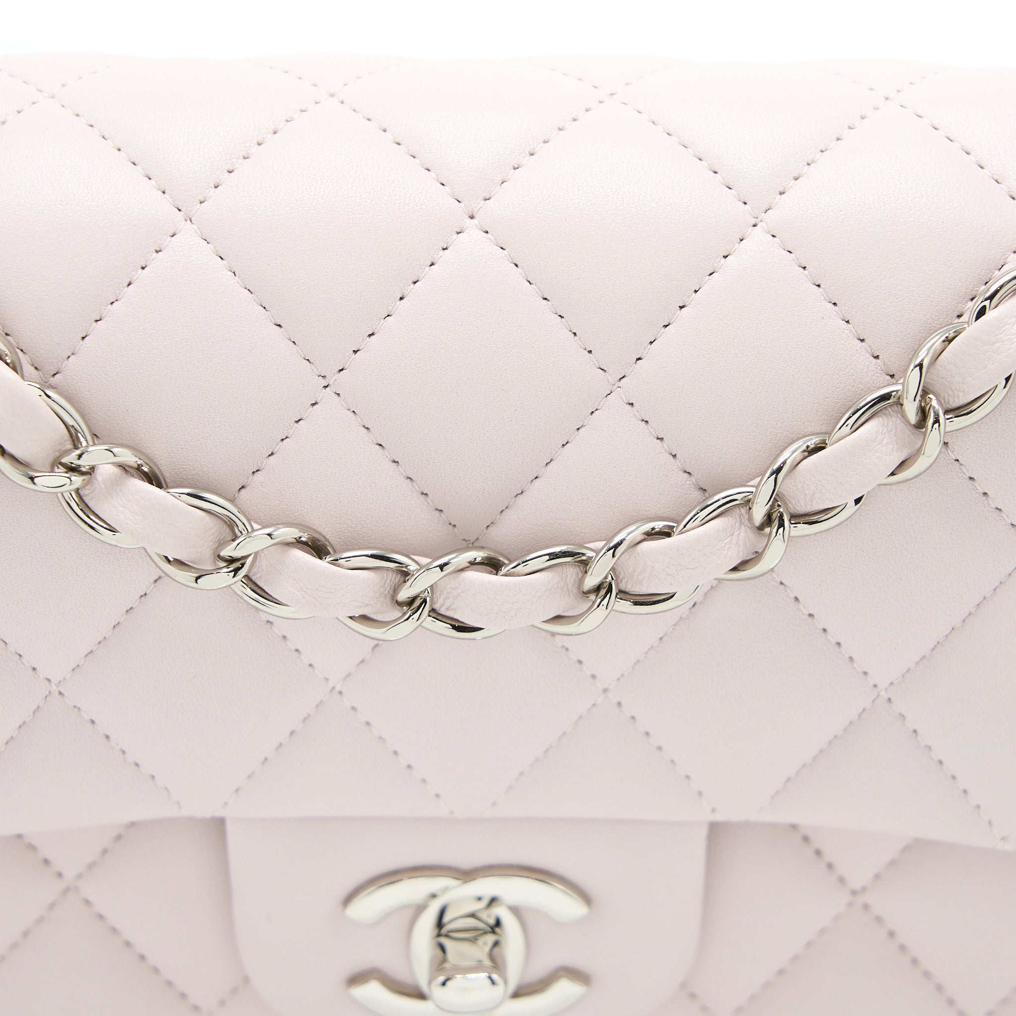 CHANEL SMALL CLASSIC DOUBLE FLAP LAMBSKIN LIGHT PURPLE SHW (MICROCHIP)