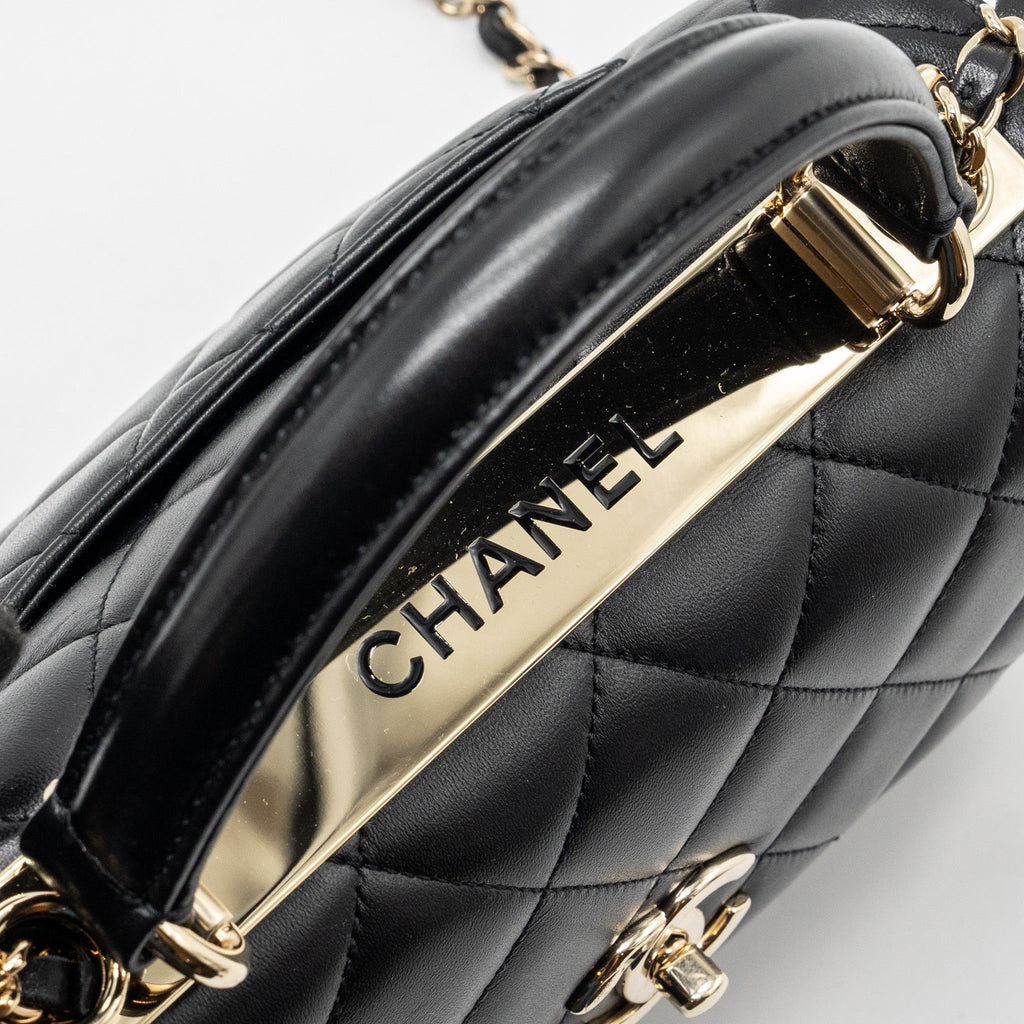 CHANEL TRENDY CC FLAP BAG WITH TOP HANDLE LAMBSKIN BLACK LGHW (MICROCHIP)